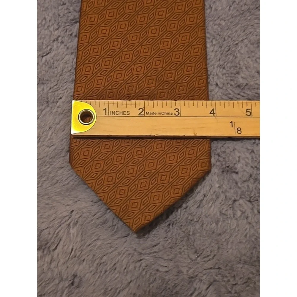 Vintage Towncraft Deluxe Tie Mens Brown Textured Geometric 70s Retro 4